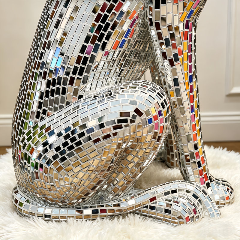 Figurine décorative 40 "en mosaïque avec miroir Jaguar, statue décorative