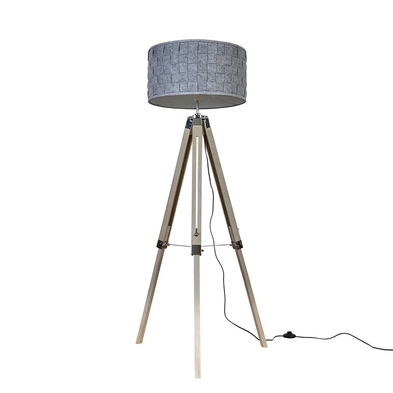 Bella Vista 144cm Tripod Floor Lamp, Grey Felt Weave, Not Included