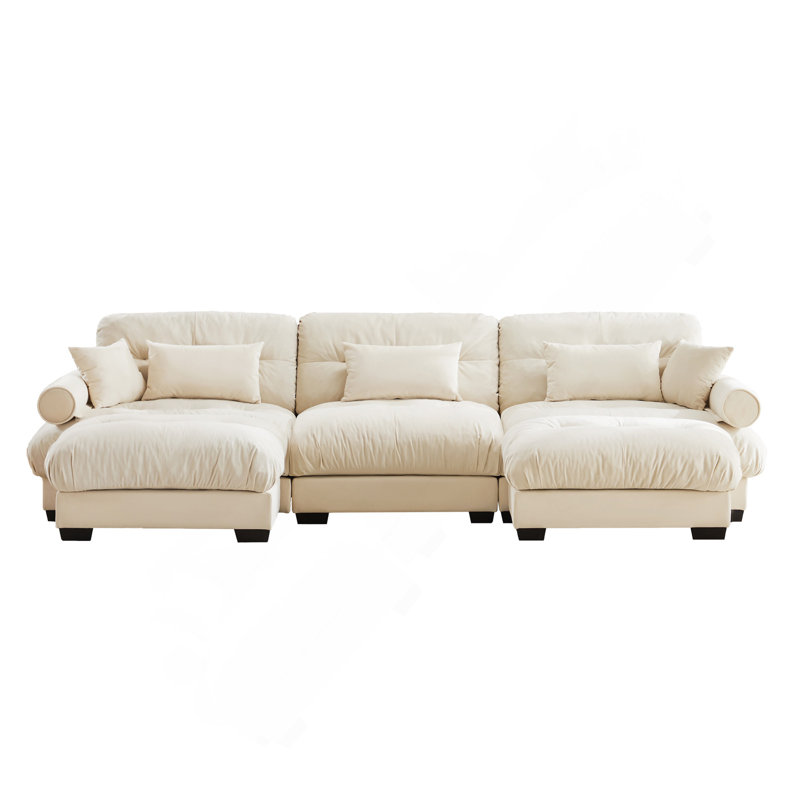Canapé en velours conforme CAL117, Bleu, H 33,4 po x l 130 po x P 37 po