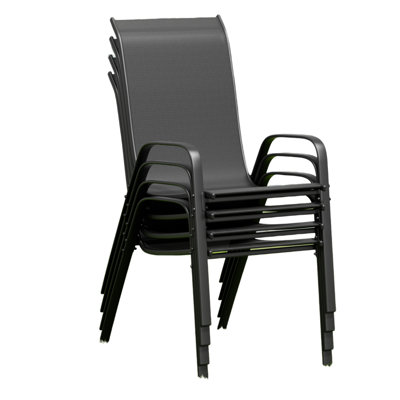 Melisa Patio Dining Set 5 Pieces, All Weather Outdoor Furniture W/30"X 30" Table and 4 Stackable PVC-coated polyester Chairs, Metal Table and Chairs for Patio, Lawn, Garden, Poolside, Backyard (Umbrella not Included)