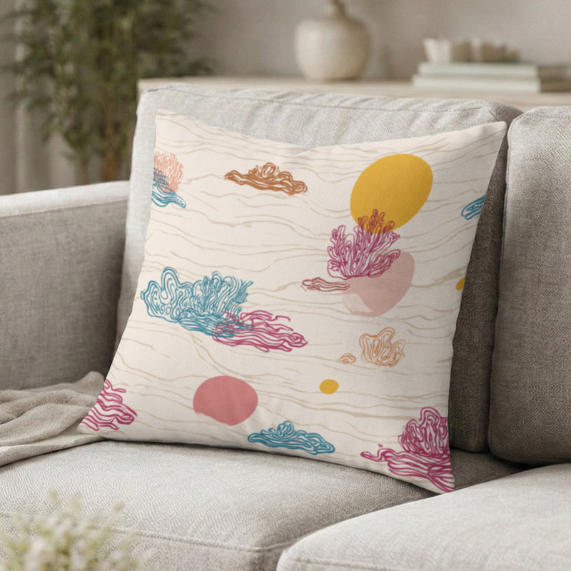 Coussin abstrait - Coussin de plage, H 16 po x l 16 po