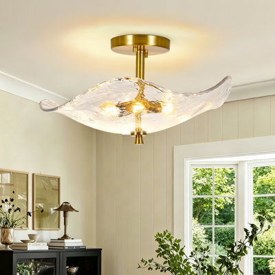 Modern 2-Light Glass Flush Mount Ceiling Light for Bedroom, Kitchen, Entryway, Hallway