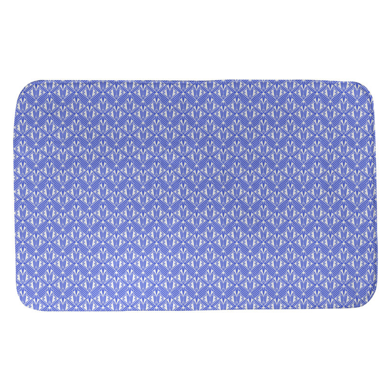 Leffel Memory Foam Non-Slip Bath Rug, 21" W x 34" L, Blue/White