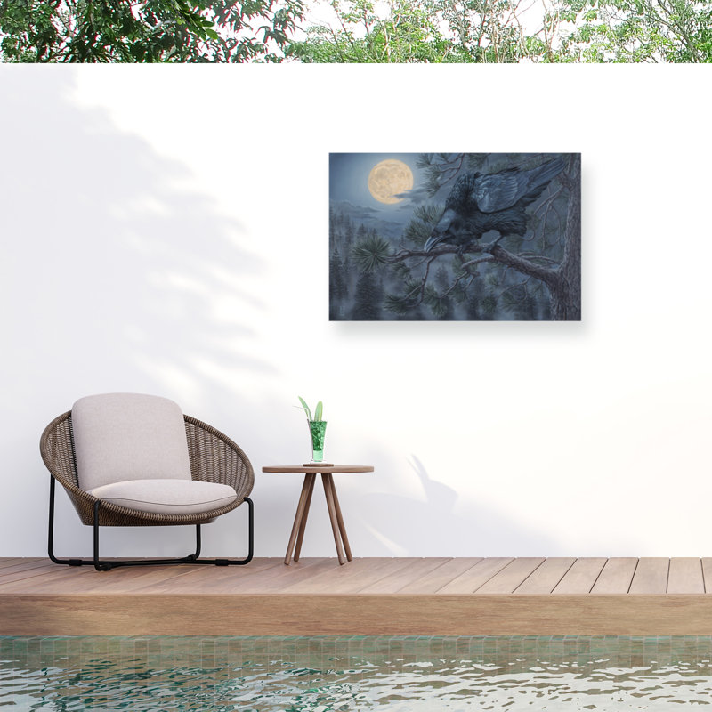 Toile d'extérieur Jeff Hoff Moon Raven, H 12 po x l 19 po