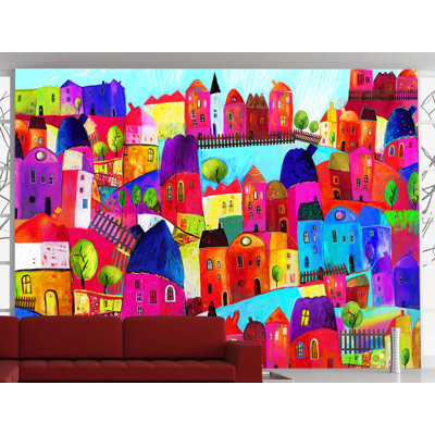 Rainbow-Hued Town 270cm x 350cm Wallpaper