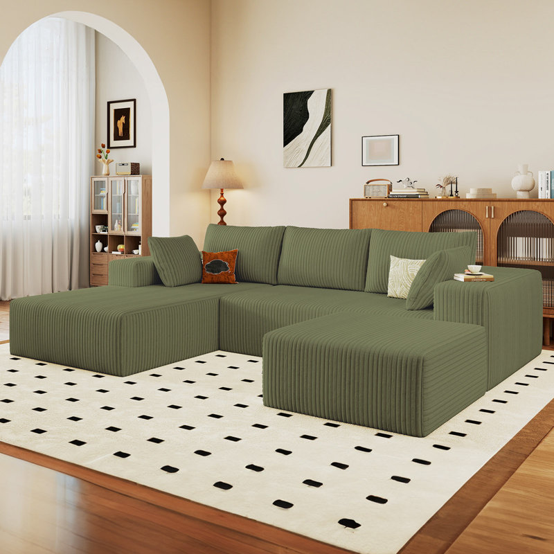 Canapé modulaire Cloud avec 1 repose-pieds, canapé modulaire moderne avec siège profond, canapé-lit en U confortable pour les appartements de salon et de chambre à coucher, aucun assemblage requis