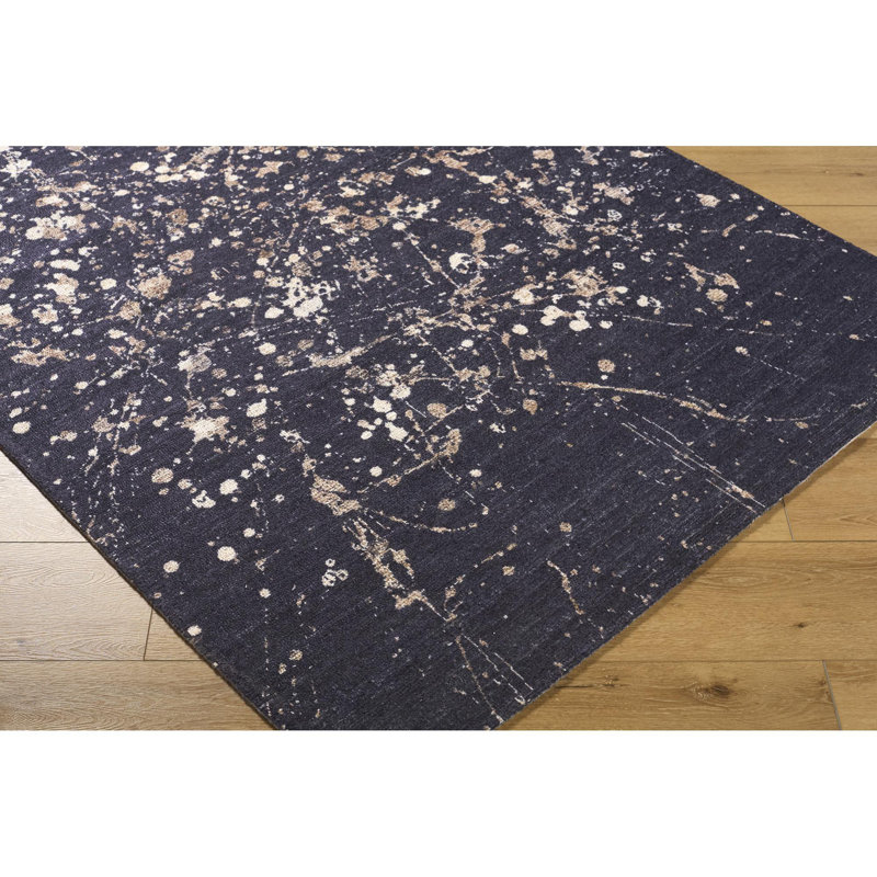 Hand-Tufted Black and Tan Abstract Rectangular Area Rug