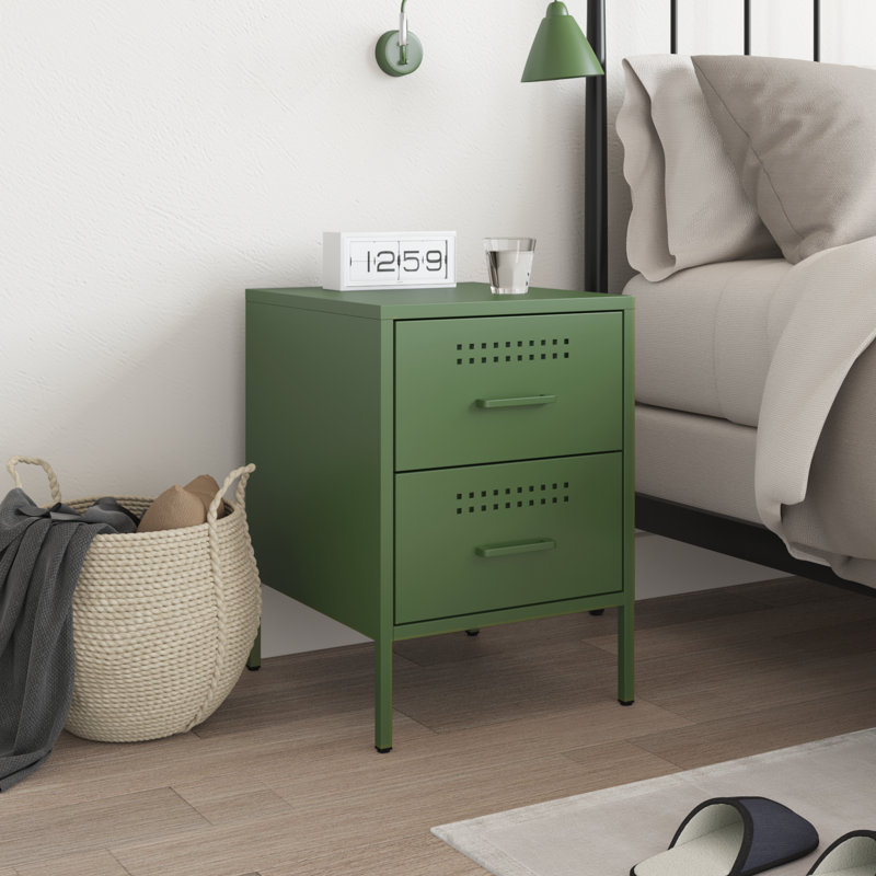 Loredana Bedside Cabinet 36 x 39 x 50.5 cm Steel, Individual, Green