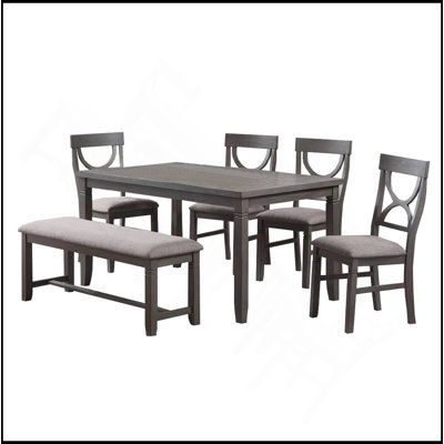 Dasher 6 Piece Wood Dining Set, Grey