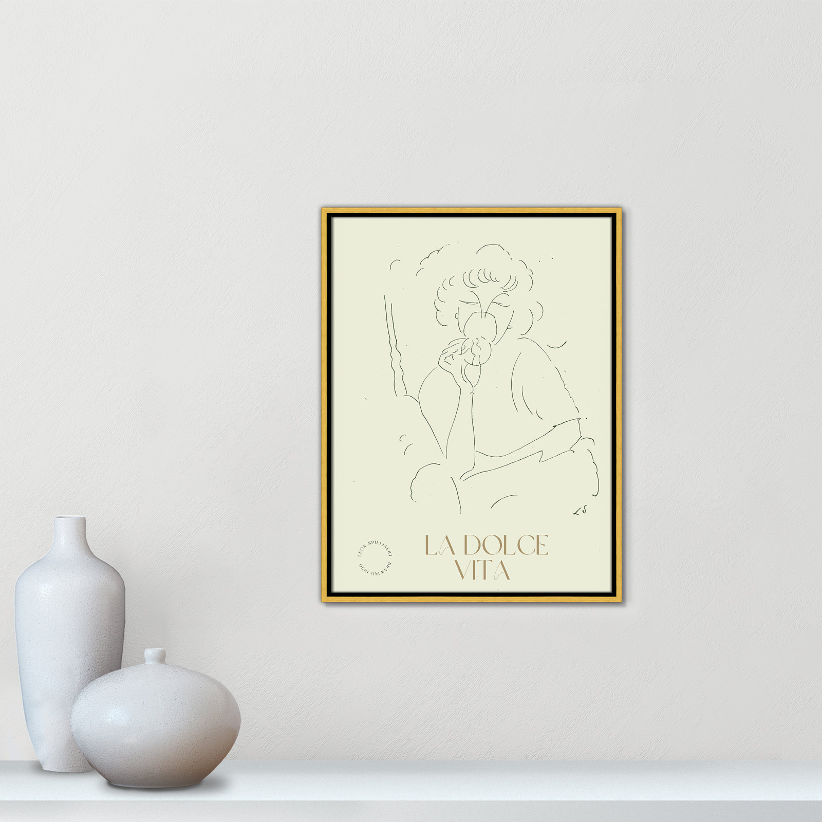 La Dolce Vita Print by Permild & Rosengreen x Léon Spilliaert, 25.5" H x 19.5" W, Gold