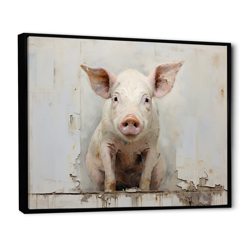 L'art des cochons, H 24 po x l 32 po x P 1 po, Cadre flottant noir