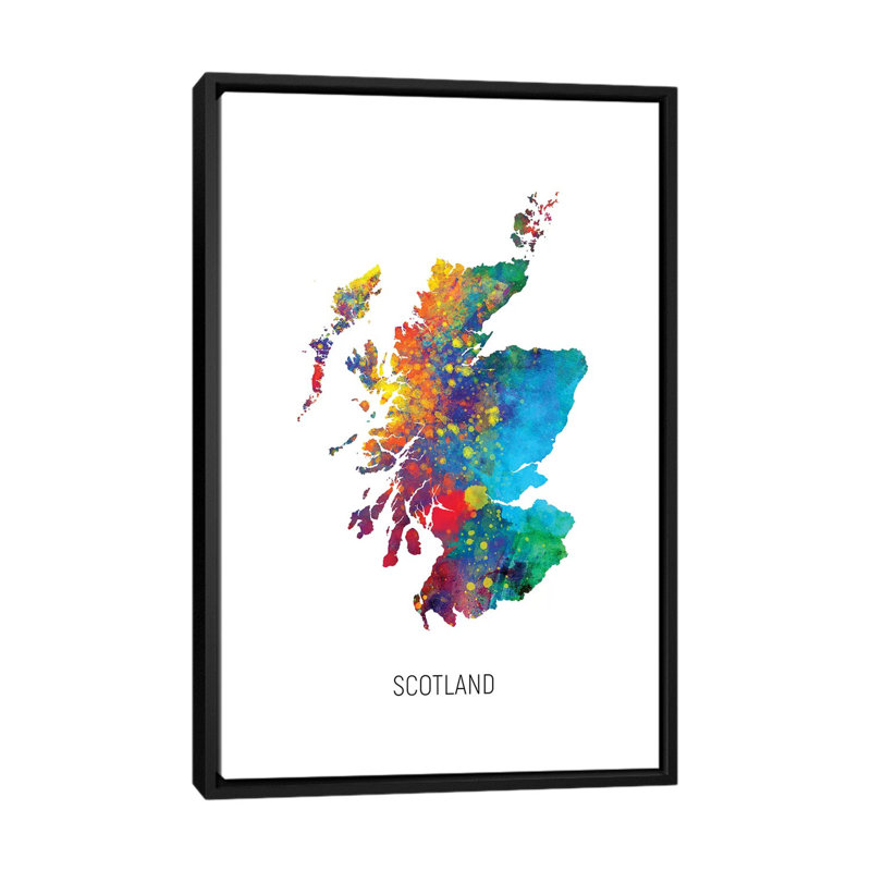 Carte d'Ecosse par Michael Tompsett - impression d'art graphique, Pas de tapis, H 26 po x l 18 po x P 1,5 po