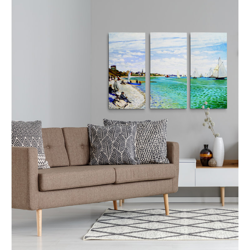 A Premium "Regatta at Sainte-Adresse" par Claude Monet, reproduction d'art sur toile, H 40 po x l 60 po x P 1,5 po