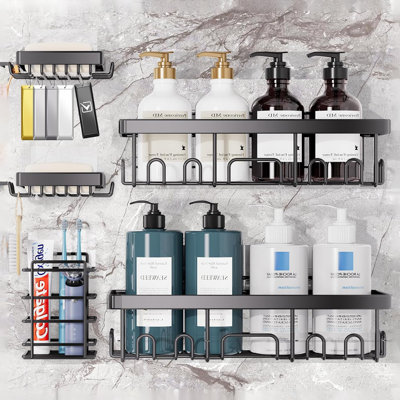 Ensemble de 5 tablettes de douche murales antirouille et imperméables