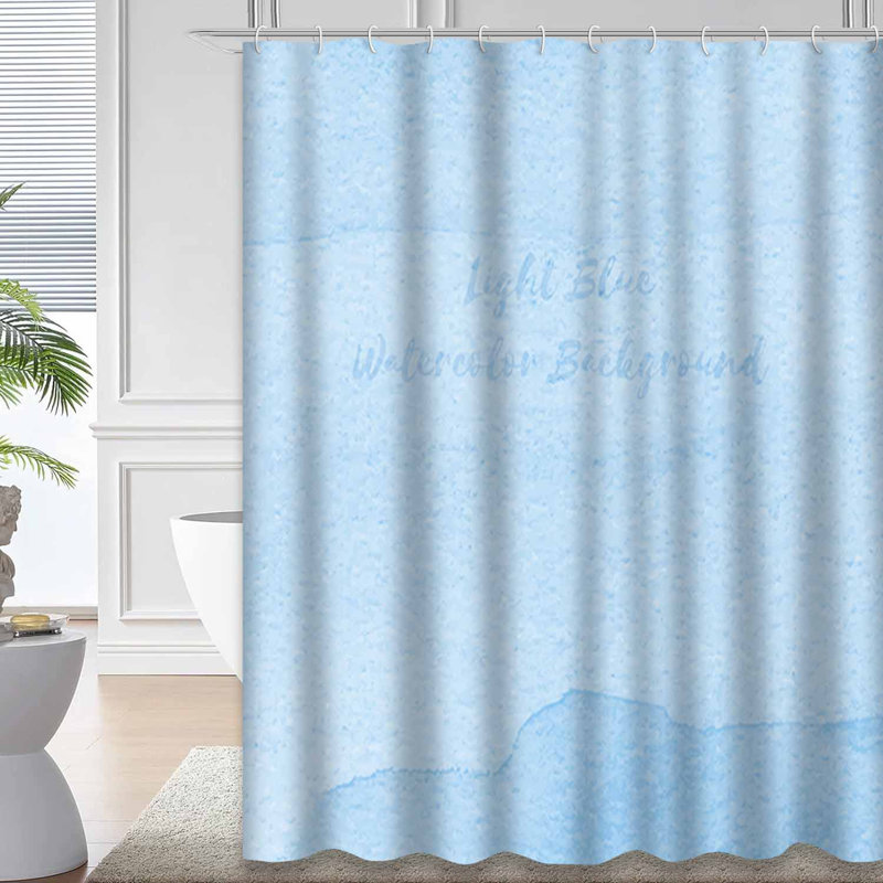 Rideau de douche bleu clair avec 12 crochets, L 72 po x l 84 po