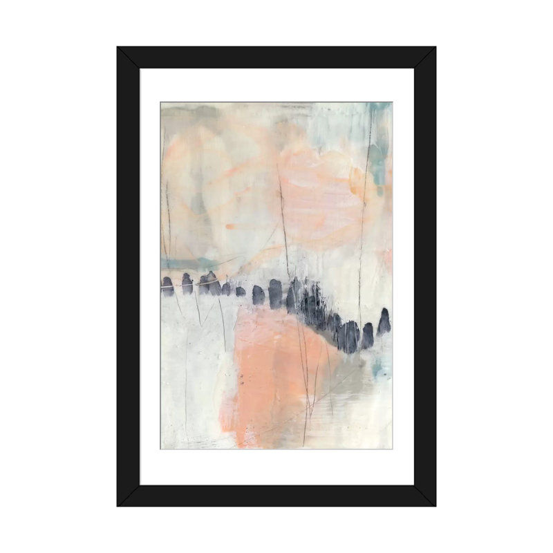 «Blush and Navy I», reproduction sur toile, H 24 po x l 16 po x P 1 po, Papier d'art encadré noir, Blanc