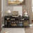 Media Console TV Stand with LED Lights & Charging Station, Storage Shelves Entertainment Center for Living Room & Bedroom-1850145878-1850145872