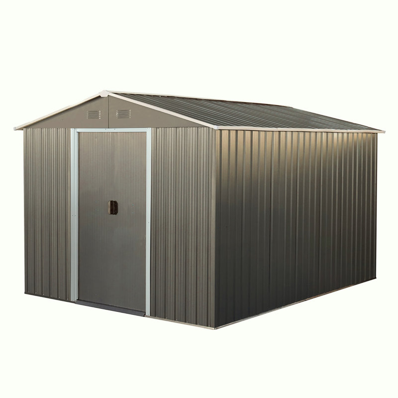Metal Storage Shed, 74.76" H x 92.88" W x 119.28" D, Gray