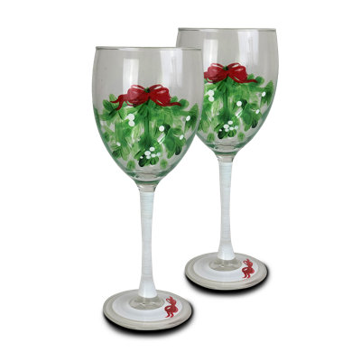 Mistletoe 10.5 oz. Handmade Wine Glass Set