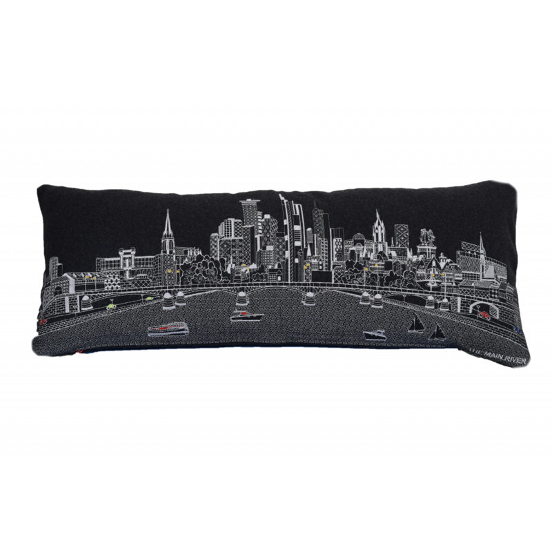 Coussin noir noir Frankfort Nighttime Skyline, Gris