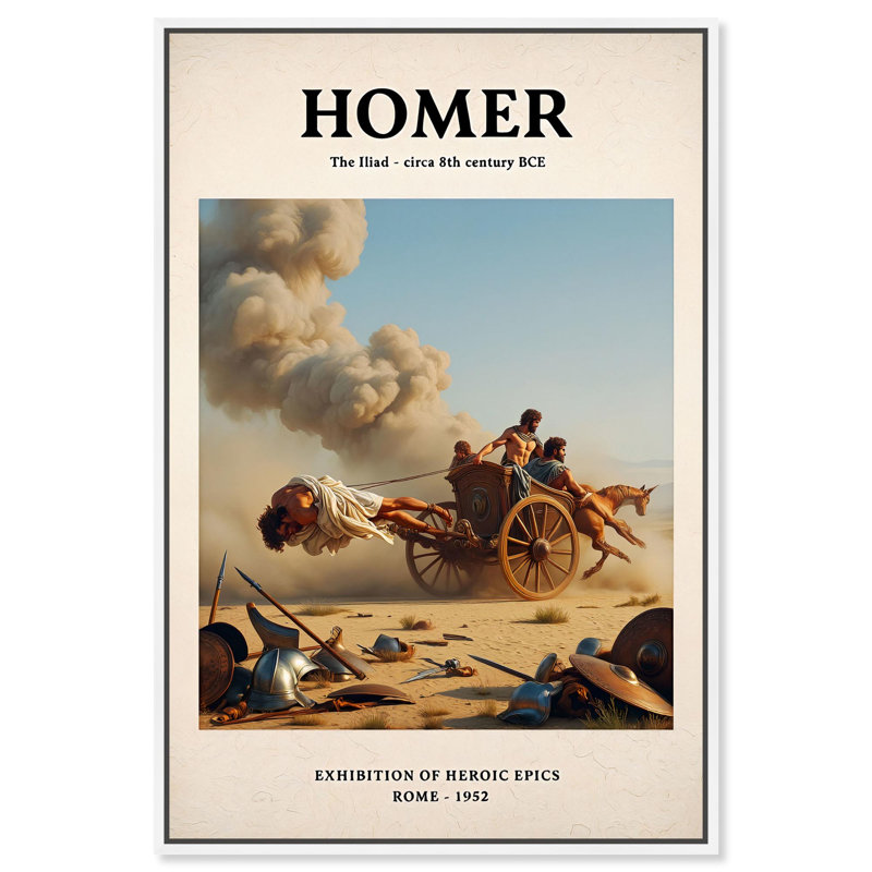 «Iliad Illustrated Canvas Classic Art Posters» par Art Remedy, H 16 po x l 11 po, Cadre blanc
