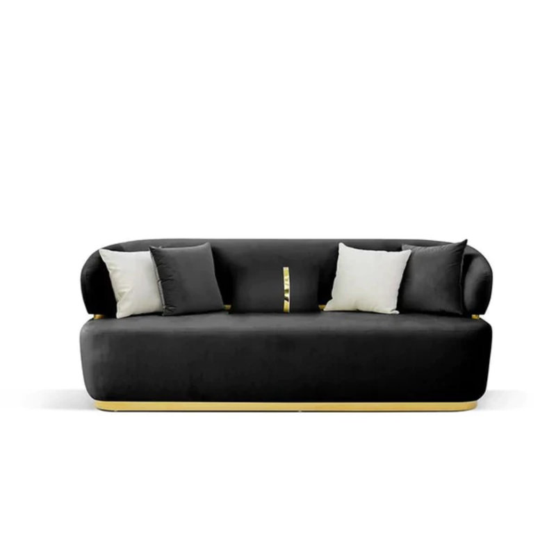 Ensemble de salon en velours 4 pièces Martra précédent, Velours noir
