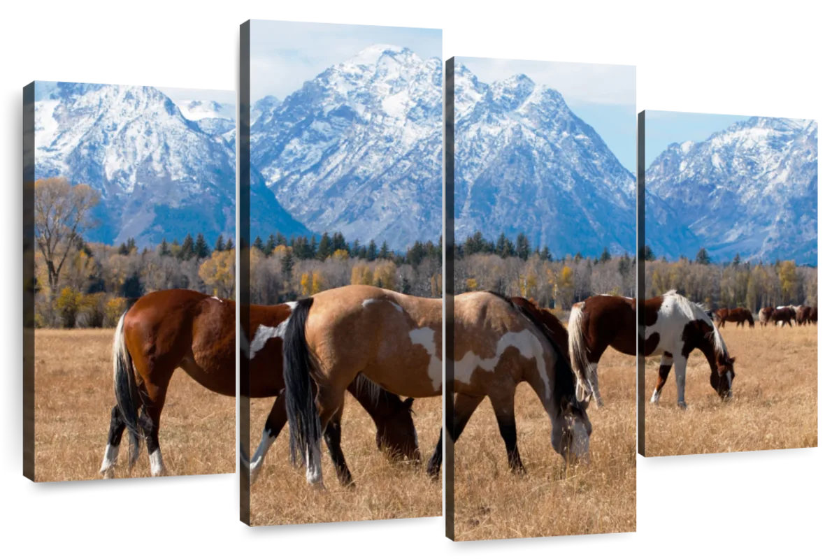 Loon Peak® Grazing Grand Teton Horses | Wayfair