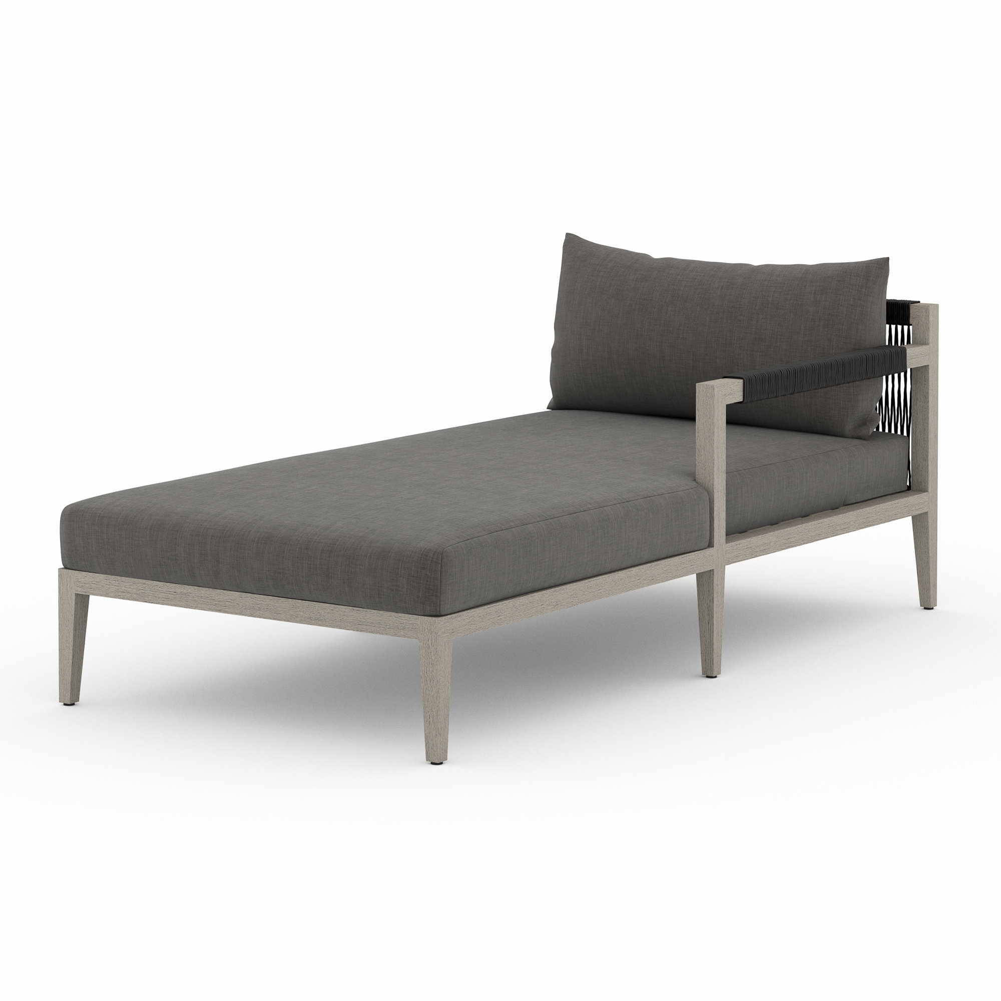 Nida 33'' Outdoor Aluminum Chaise Lounge, Weathered Gray/Dark Gray, Faye Sand