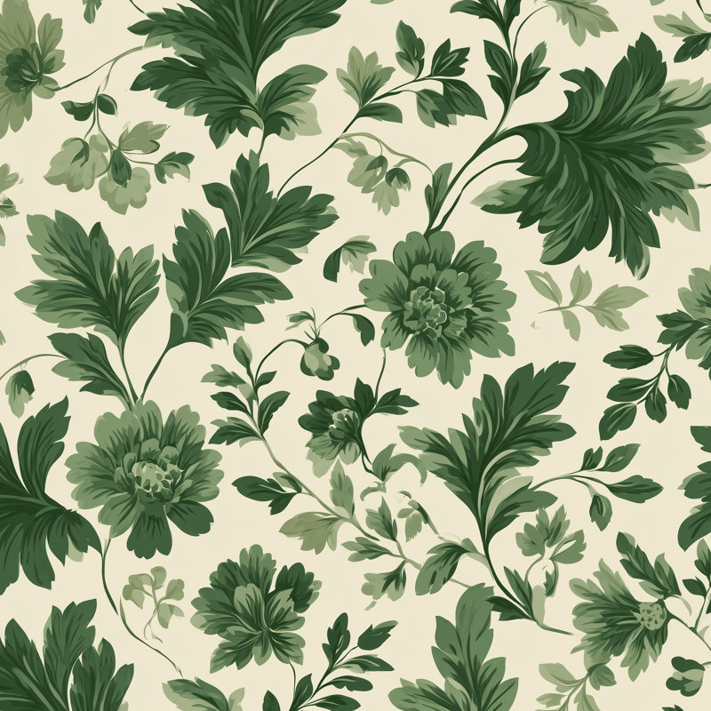 Papier peint floral rétro Shades Of Green