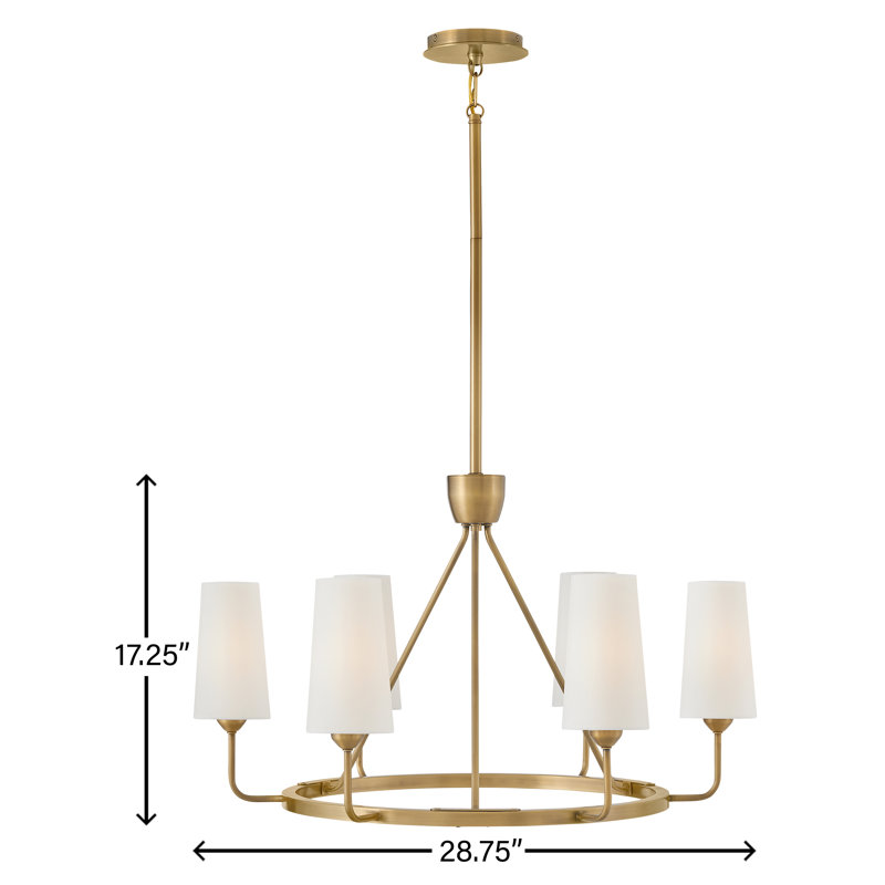 Ardea 6 - Light Dimmable Chandelier, Heritage Brass