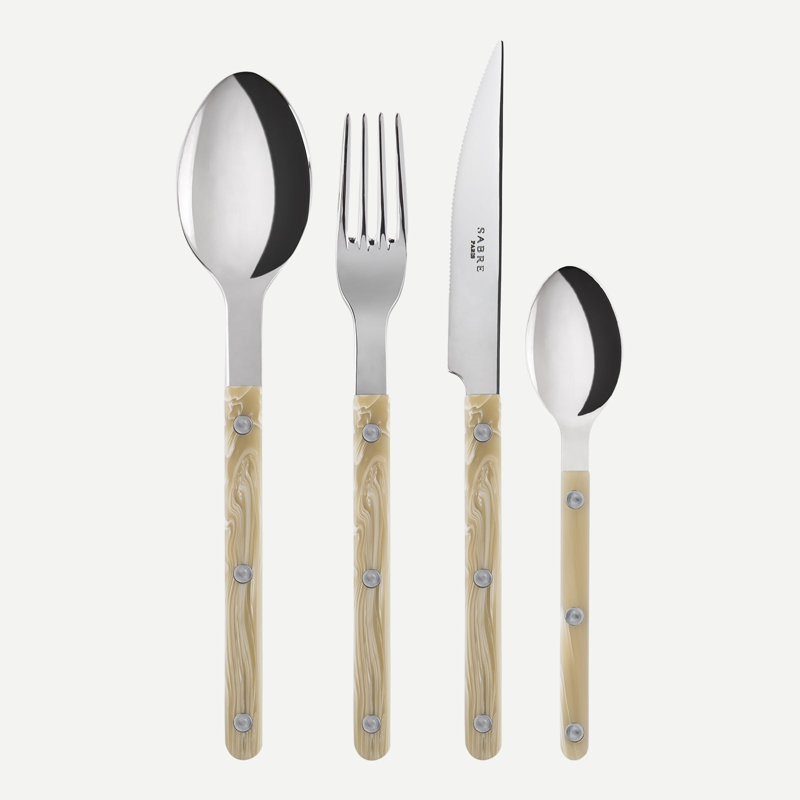 Bistrot Horn 4 - Piece Stainless Steel Flatware Set - Service for 1