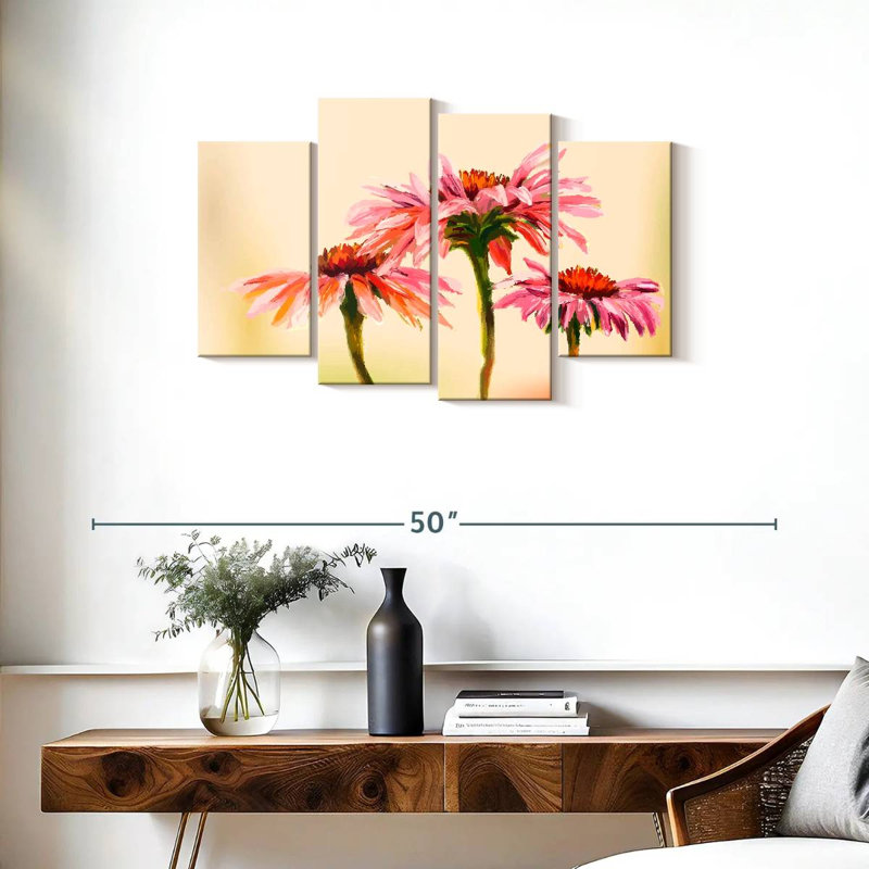 Harnek complexe fleurs d'échinacée, H 22 po x l 36 po