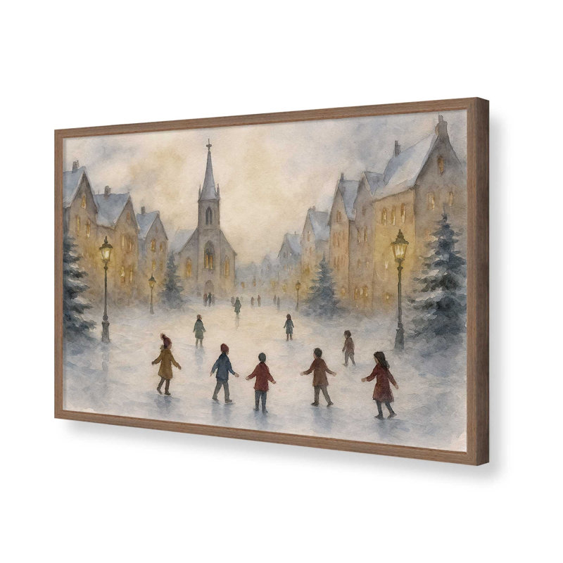«Frosted Village Joy», reproduction d'art, Noyer, 18 po x 24 po