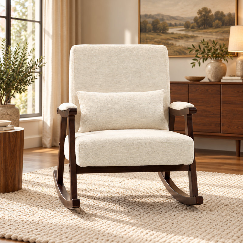 Chaise berçante rembourrée Velarossique Chenille, Blanc
