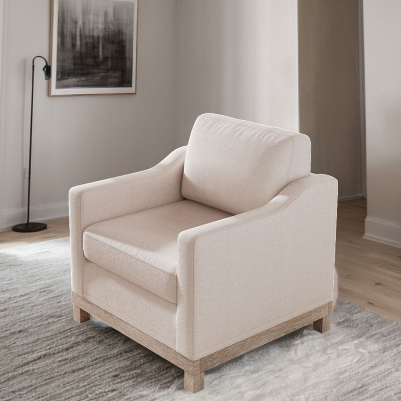 Fauteuil de 31,3 po de largeur Luretha, Mélange de lin beige