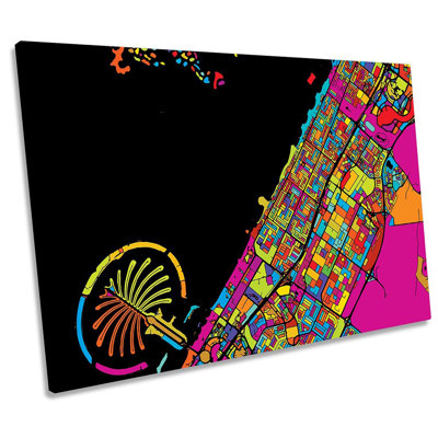 Dubai City Modern Map - Wrapped Canvas Print