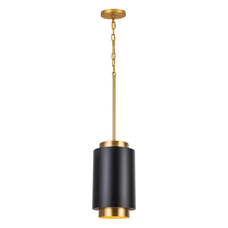 Luminaire suspendu cylindrique 1 lumière Ingrid, Noir