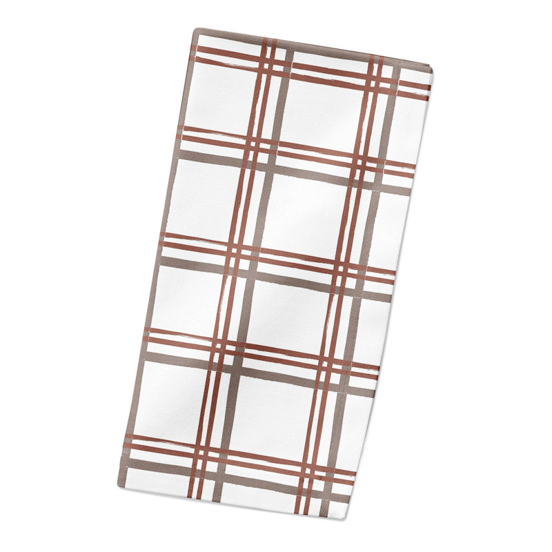 Nahia Cotton Twill Plaid Square Napkin, White