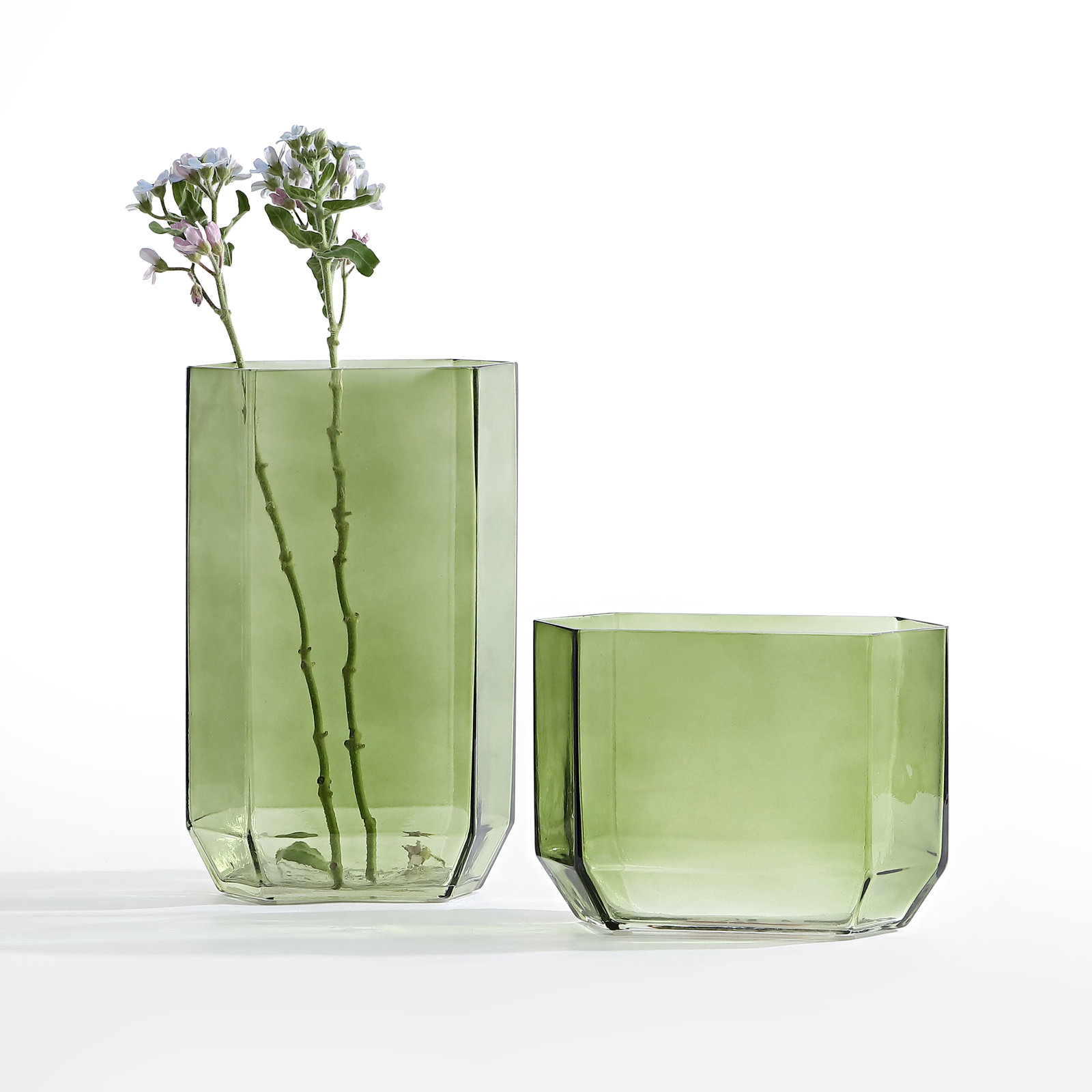 Glass Table Vase, Green Tint