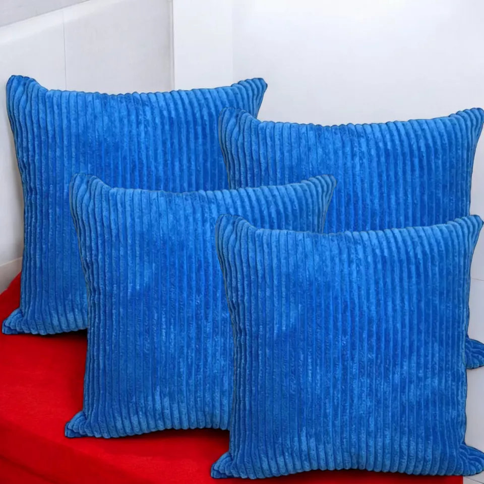 4er Set - Blauer weicher Kord 40X40cm Plain Kissenbezüge Eleganter Stil Heimdekoration