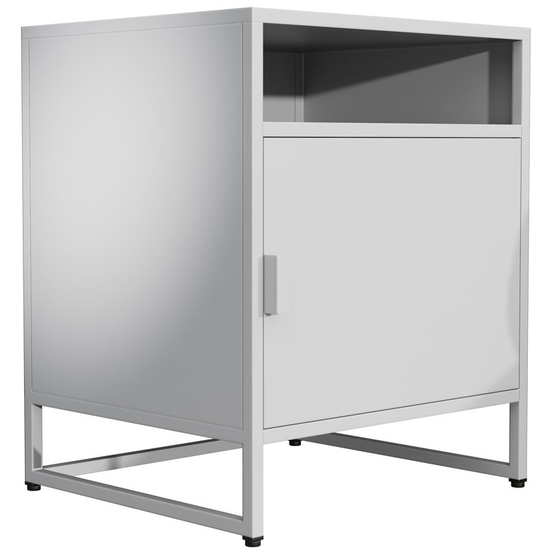 Exposito 45cm W Metal Bedside Table, White