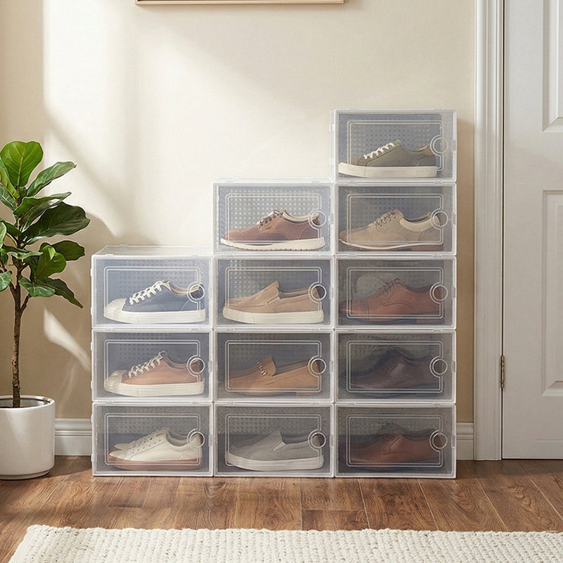 12 Pair Stackable Shoe Storage Cabinet