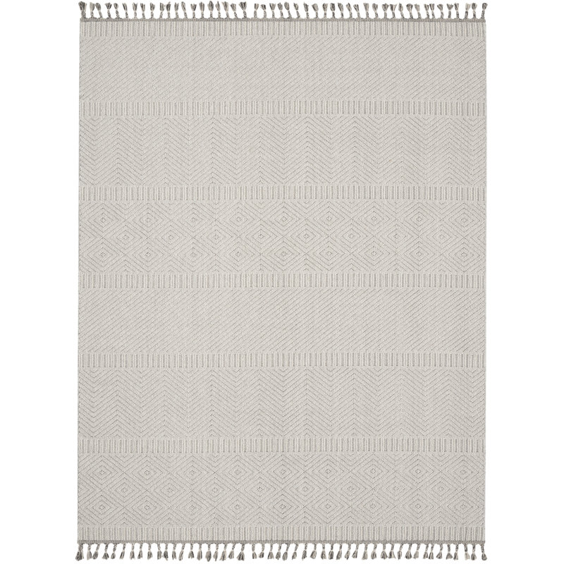 Tapis géométrique ivoire / gris Janto, Rectangle 9 pi x 12 pi 2 po