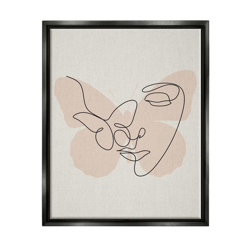 «Butterfly Girl Face Doodle» par Lil 'Rue, impression, Cadre flottant noir de jais, H 21 po x l 17 po x P 1,7 po