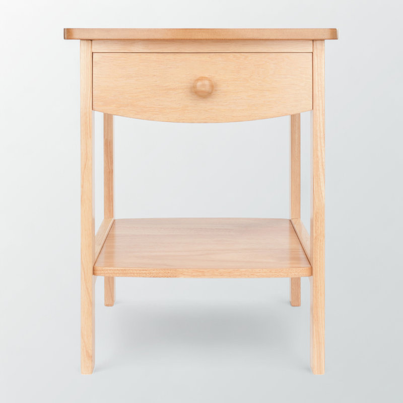 Table de chevet d'appoint courbée ivoire avec 1 tiroir Marlowe, Ivoire ivoire