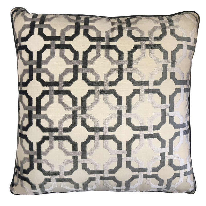 Andrina Geometric Feather Throw Pillow, Beige