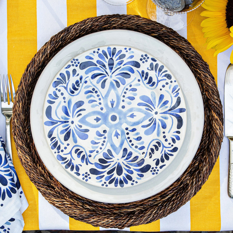 Iberian Dessert/Salad Plate, Indigo/White