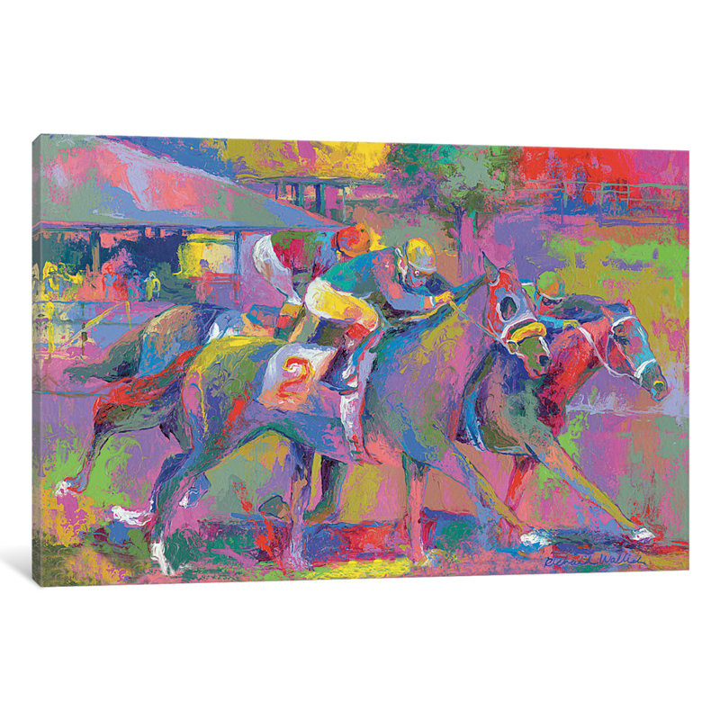 "cheval course i" , reproduction d’art sur toile tendue, H 8 po x l 12 po x P 0,75 po