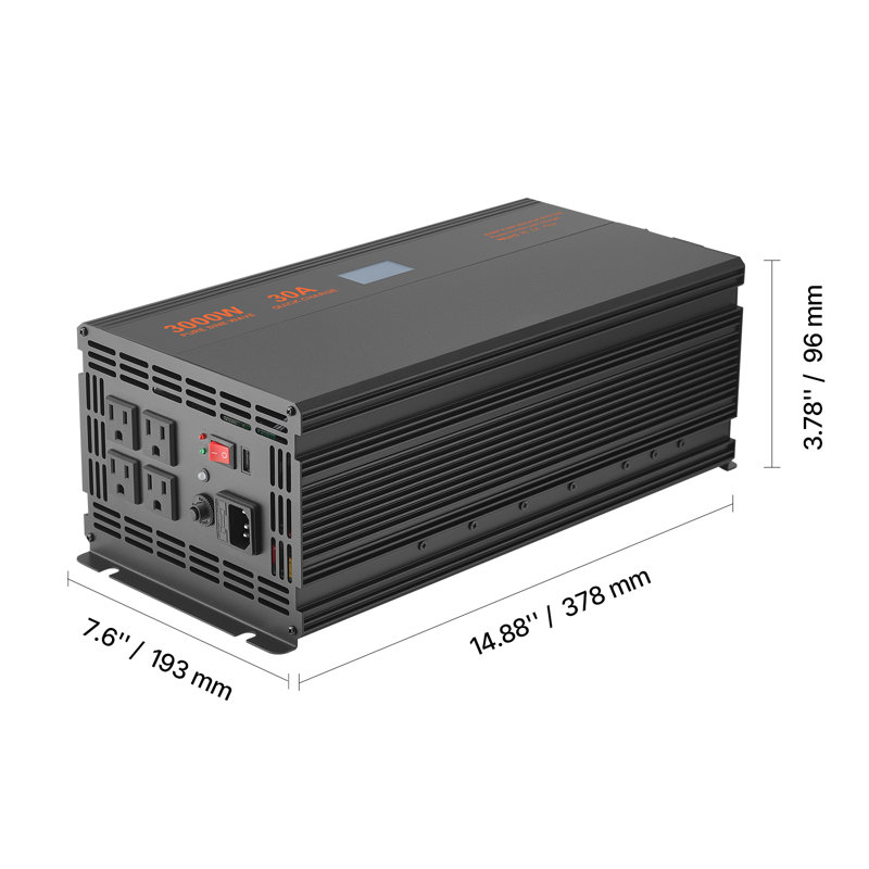 Système de batterie de secours avec pompe de puisard, 3000 W, bascule automatiquement sur l'onduleur à batterie pour un fonctionnement continu de la pompe de puisard, onde sinusoïdale pure, écran LCD, pour la protection du sous-sol et la panne de courant