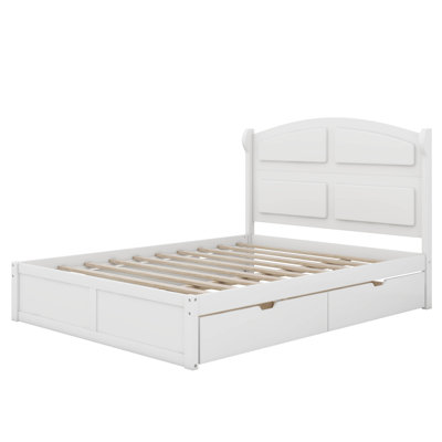 Ensleigh Wood Queen Size Platform Bed with Twin Size Trundle & 2 Drawers -  Red Barrel StudioÂ®, 42FBECF2310A46949041CEAB01071259